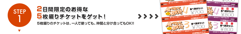 Step1.3日間限定のお得な5枚綴りチケットをゲット！